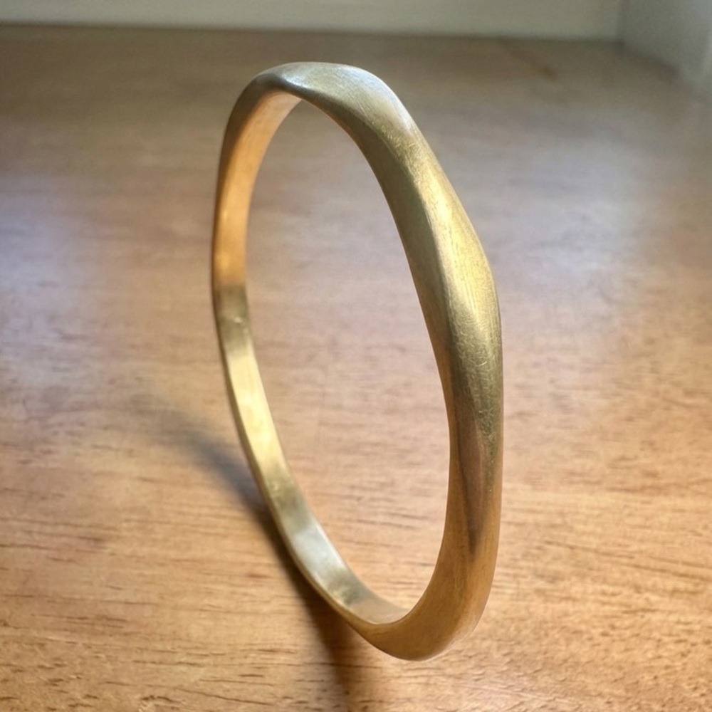 Handcrafted Brass Bangle Bracelet – Bold Gold-Tone Statement